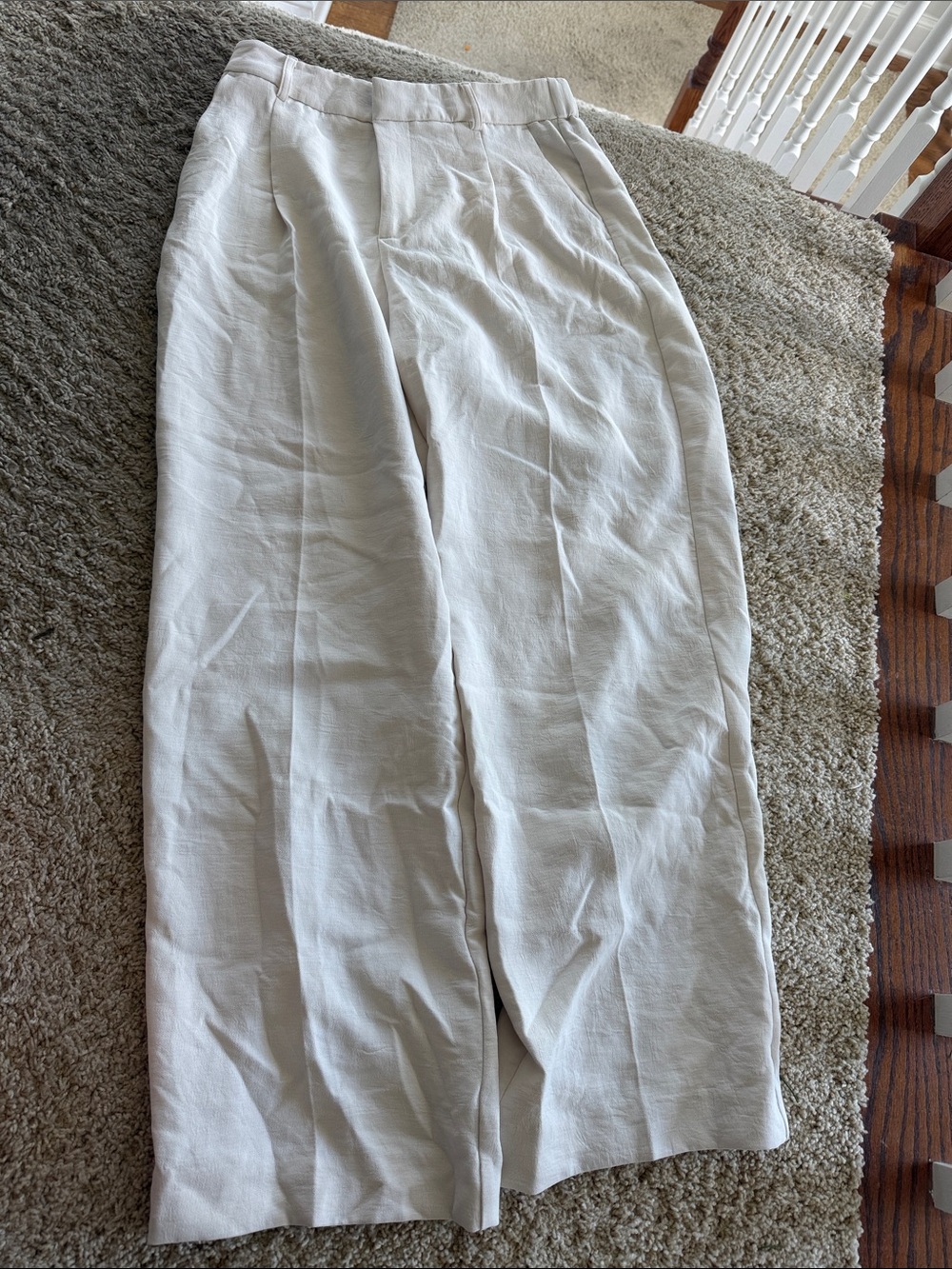 Women's Cream Wide-Leg Pants - Classic Minimal Style